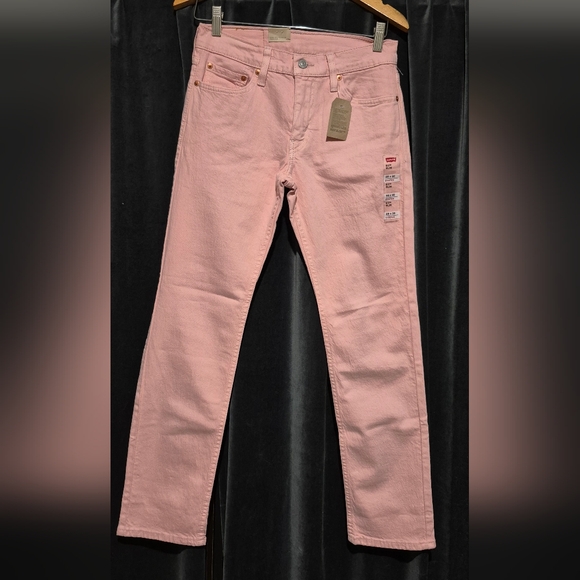 Levi's Denim - Levi's Pink Straight Leg Jeans with Distressed Design